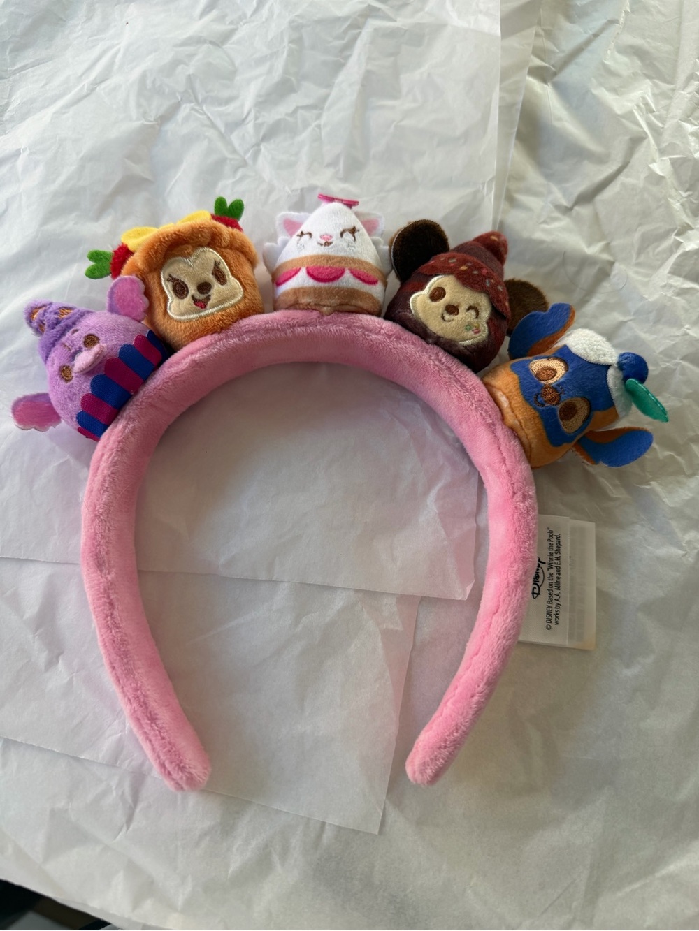 Disney Pink Plush Headband with Colorful Character Pals